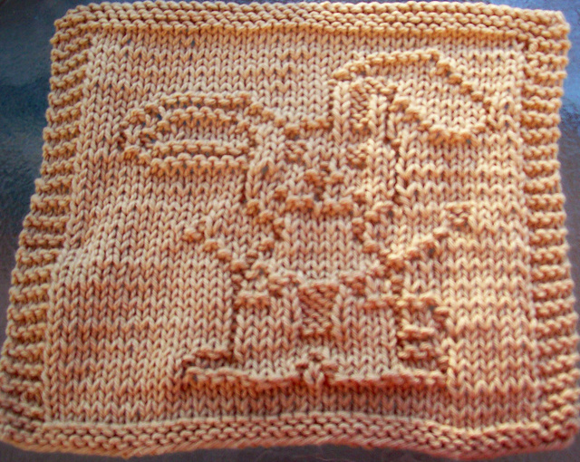 Bunny Knitting Dishcloth 
