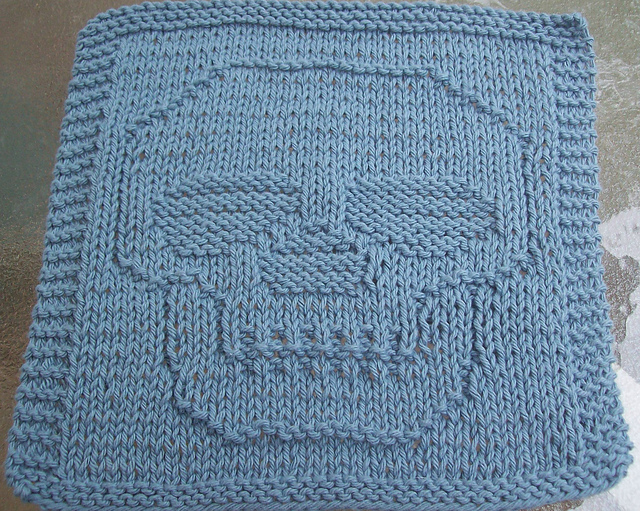 Just A Skull Knit Dishcloth 