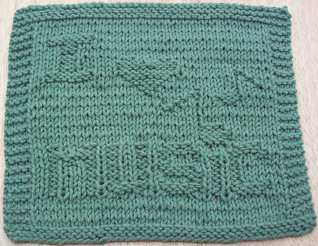 I Heart Music Knit Dishcloth 