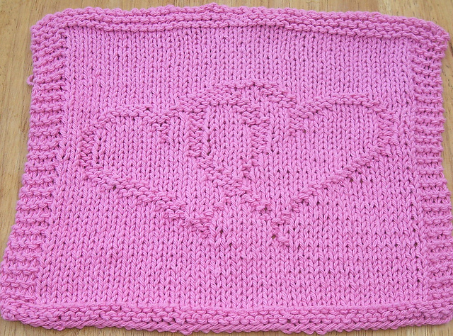 Hearts Entwined Knit Dishcloth Pattern
