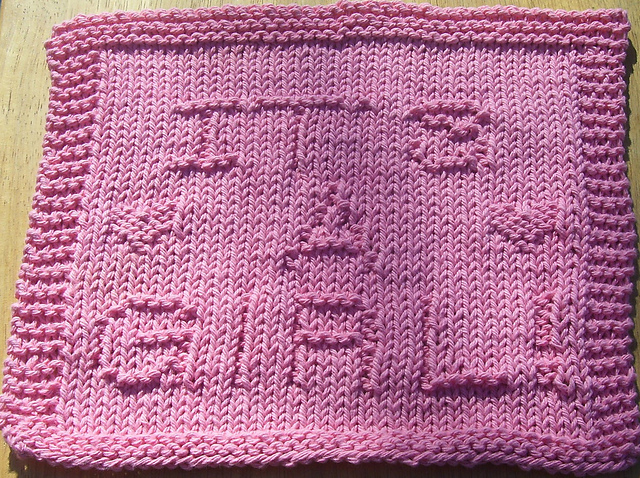 It's A Girl!  Knit Dishcloth