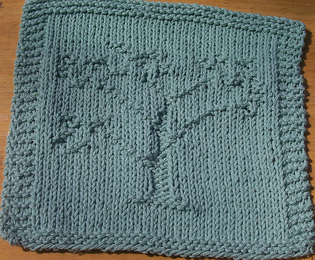 Spring Tree Knit Dishcloth 