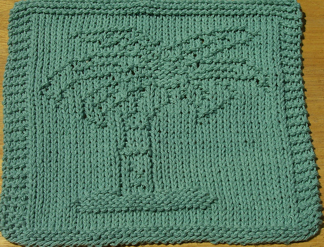 Palm Tree Knit Dishcloth