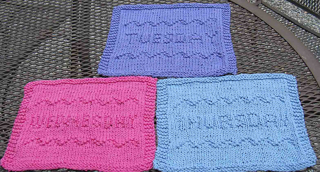 Days of the Week Knit Dishcloths