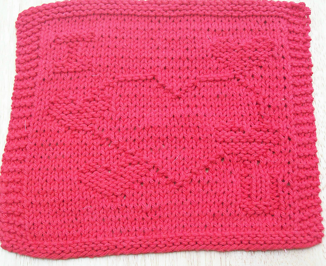 I "Heart" U  Knit Dishcloth 