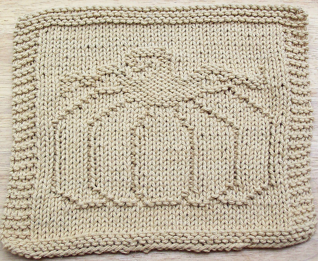 Pumpkin Too Knit Dishcloth