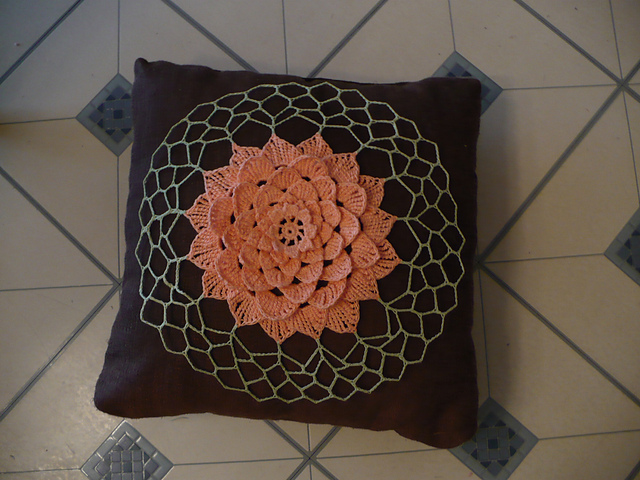 Crochet flower cushion