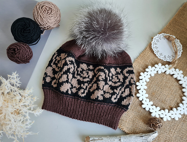 Knitted Hat Rustik Flowers