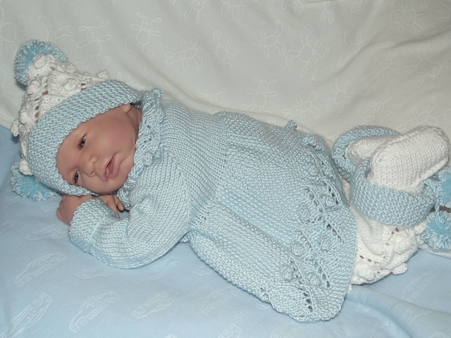25. Newborn Boy's Bobble Matinee Set