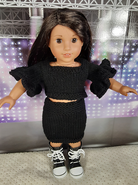 Ruffled Sleeve Crop Top & Basic Skirt
