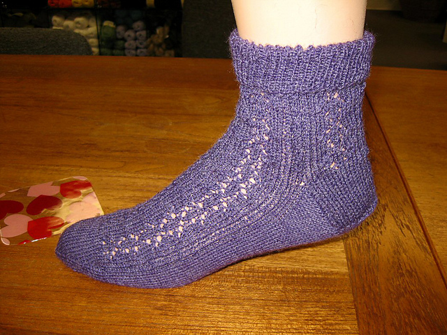 Lace and Cable Cuff Down Sock