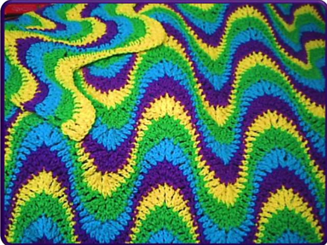 Multi-Color Exaggerated Ripple Afghan / Throw