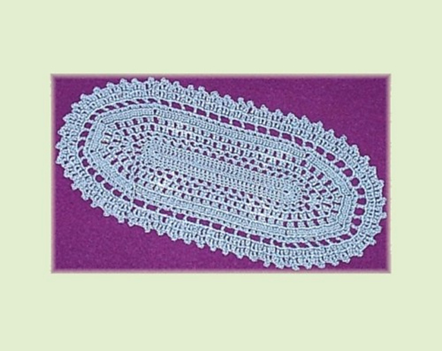 Blue Silk Oval Doily