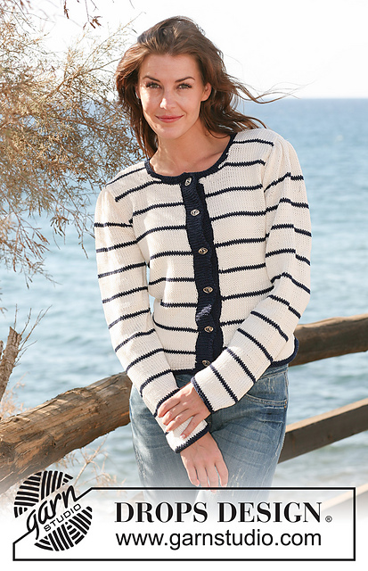 120-44 Jacket with navy stripes and puff sleeves