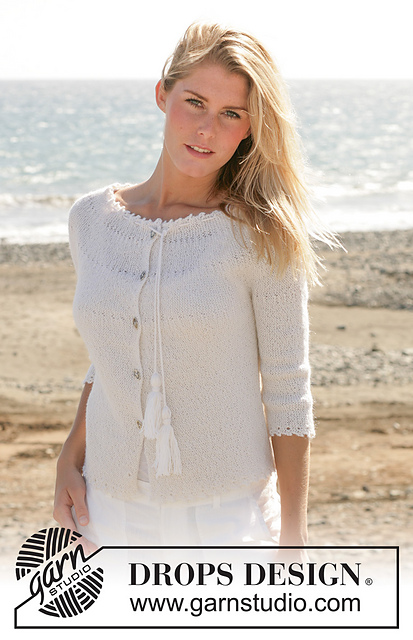 100-7 Jacket knitted from side to side with picot