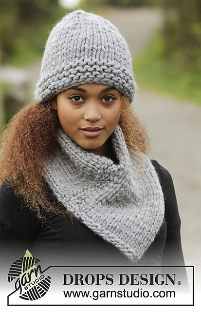 173-25 Grey Wind Hat & Cowl