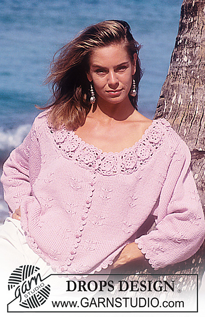 29-4 Jacket with crochet flower neckline