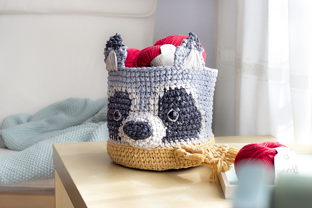 Tapestry Raccoon Basket
