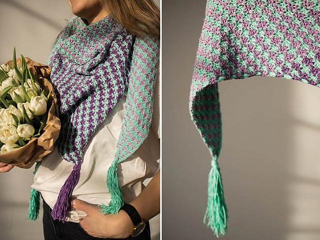 Houndstooth Triangle Shawl