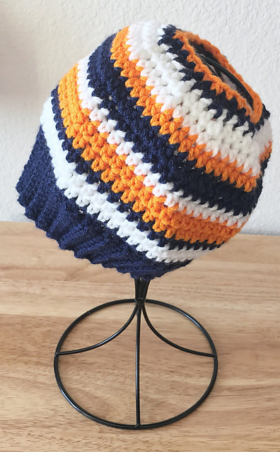 Striped Messy Bun Beanie