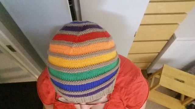 Rainbow hat with ribbed border