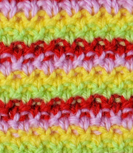 Multi-Coloured Double Moss Stitch
