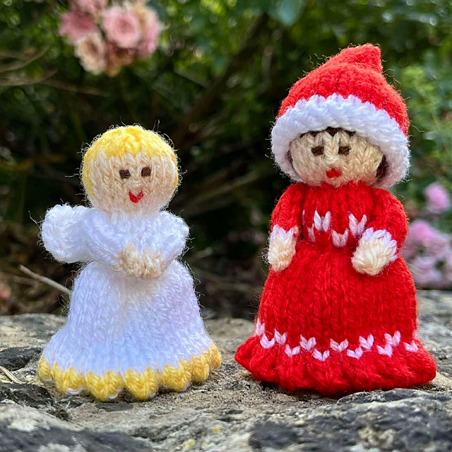 Miniature Christmas Elf and Angel Dolls