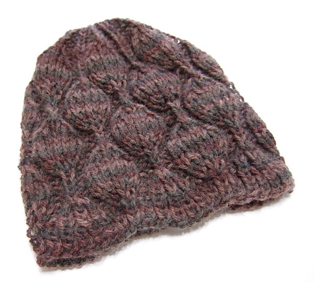 Embossed Leaves Hat for Straight Needles