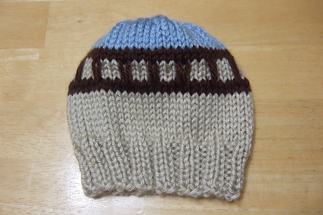 Train Track Baby Hat for Straight Needles