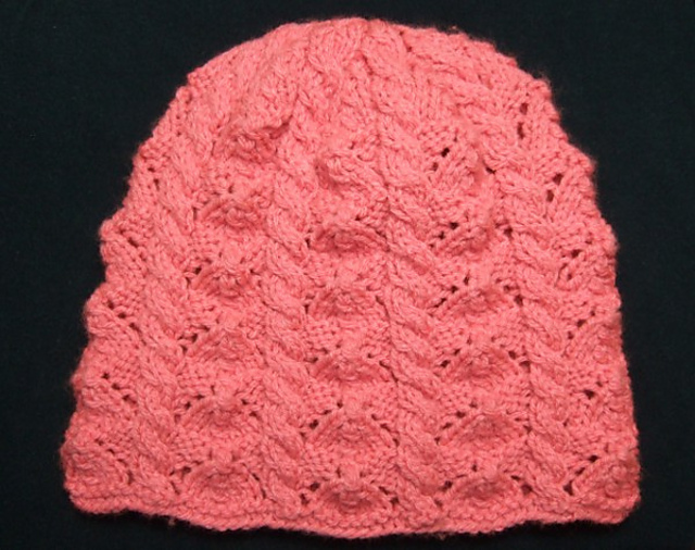 Faceted Lace and Cables Baby Hat