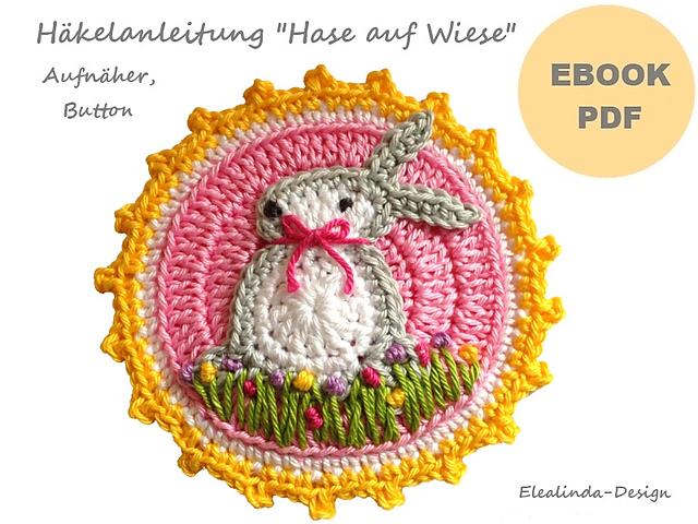 Hase auf Wiese Button Aufnäher