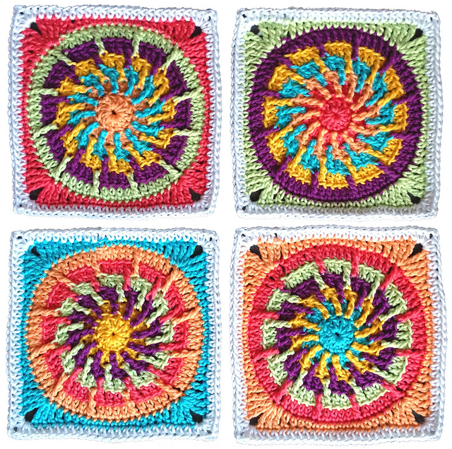 Granny Square Pin Wheel 3 in 1