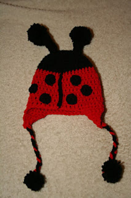 Lady Bug Ear Flap Hat