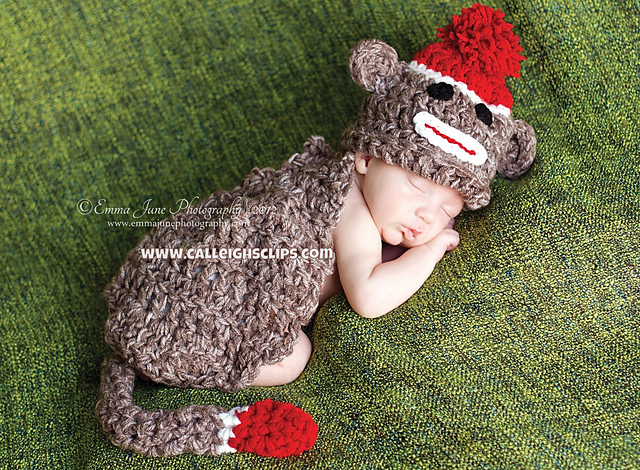Sock Monkey Cuddle Critter Cape - Newborn Prop