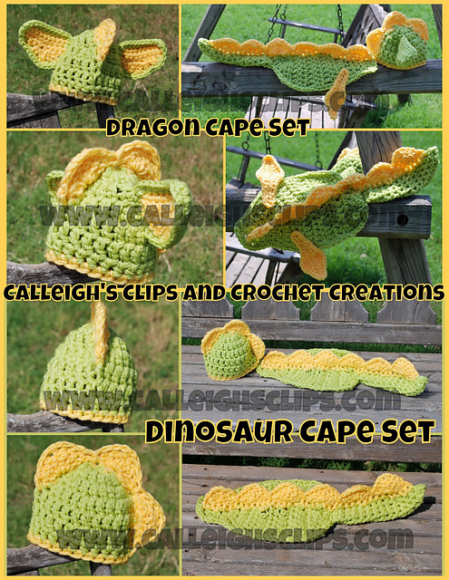 Dino or Dragon Cuddle Critter Cape Set