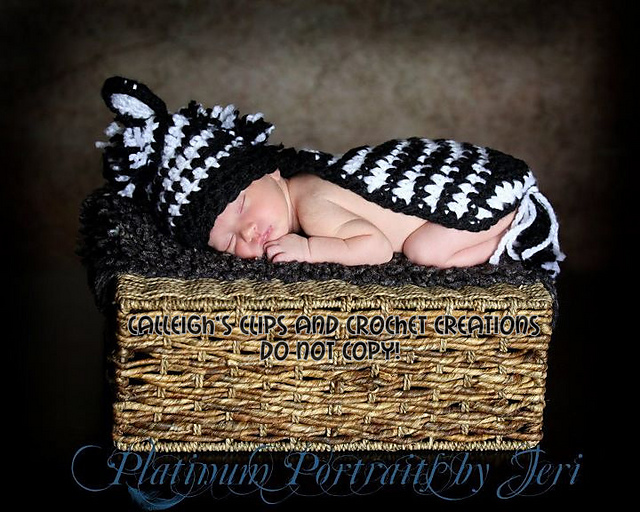 Striped Zebra Cuddle Critter Cape - Newborn Photography Prop