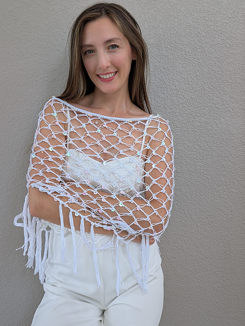 Poncho with sequins