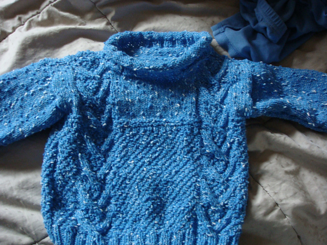 Cabled Sweaters and Hat