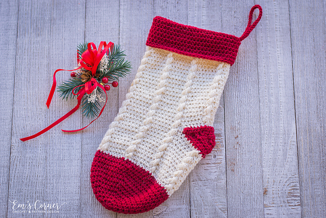 Rustic Cabled Christmas Stocking