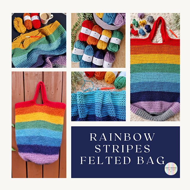 Rainbow Stripes Felted Bag