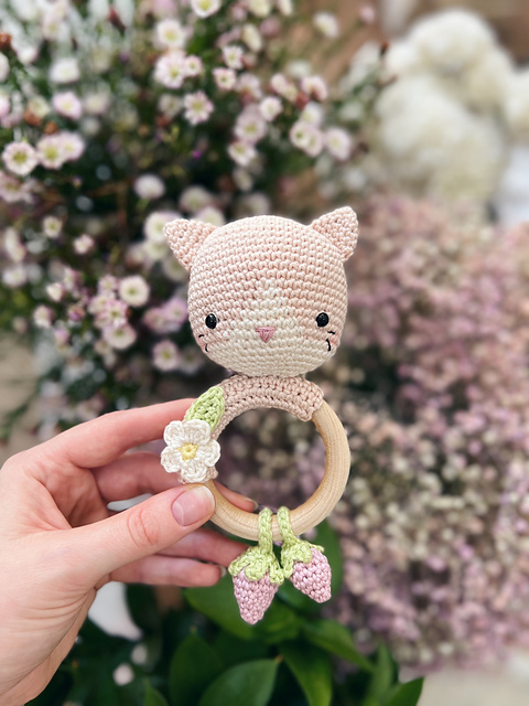Cleo the Strawberry Cat Rattle