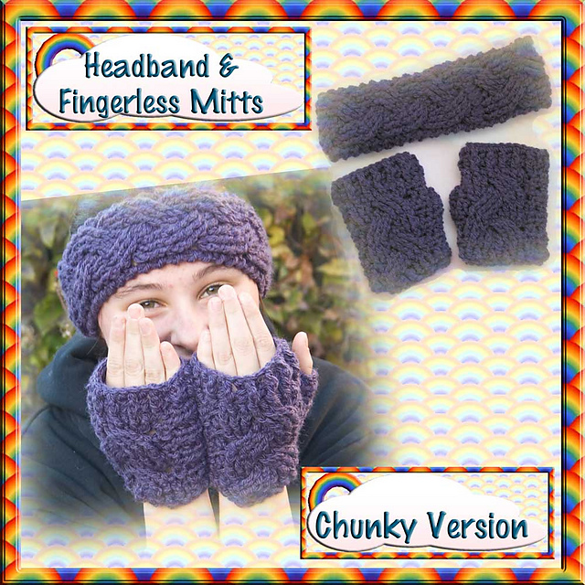 Cosy Cables Headband & Mitts (Chunky)