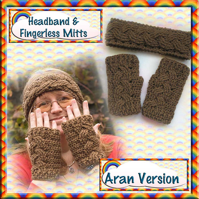 Cosy Cables Headband and Mitts (Aran)
