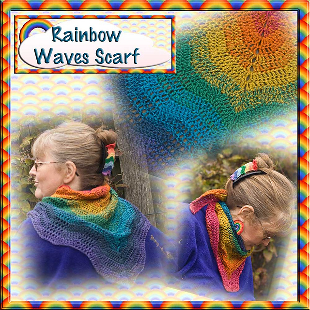 Rainbow Waves Hemp Scarf
