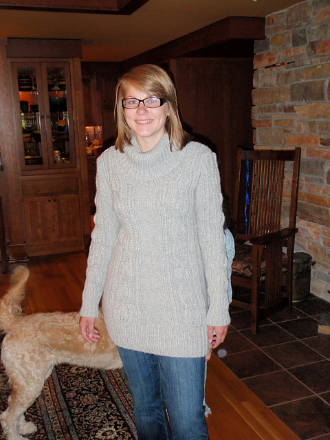 164-009 Longpullover mit Zopfbordüre
