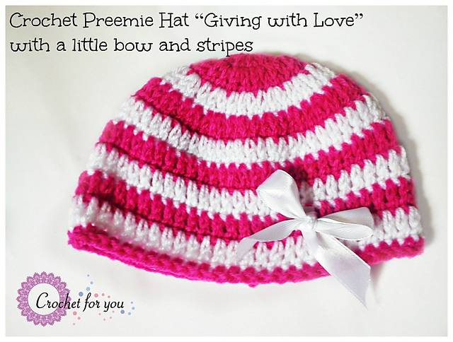 Preemie Hat Giving with Love with a Little Bow