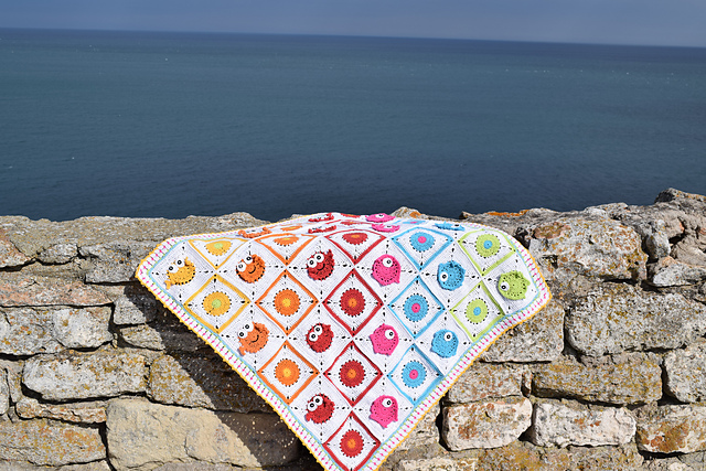 Baby blanket " Sea into ocean " crab and fish