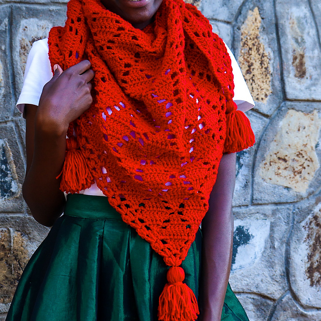 Crochet LEAF triangle shawl