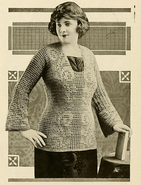 Ladies' Utopia Filet Crochet Sweater No. 855