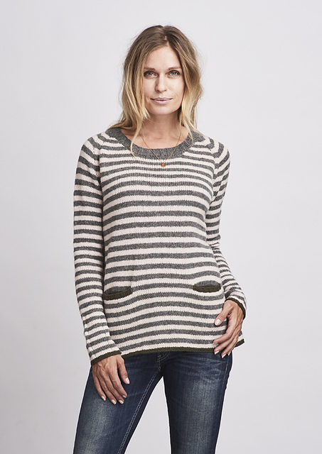 Bernadette Striped raglan pullover w pockets